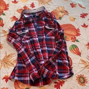 Flannel print button down